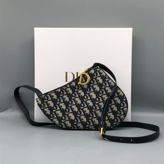 Christian Dior Mini Saddle Bag with Strap Oblique Canvas