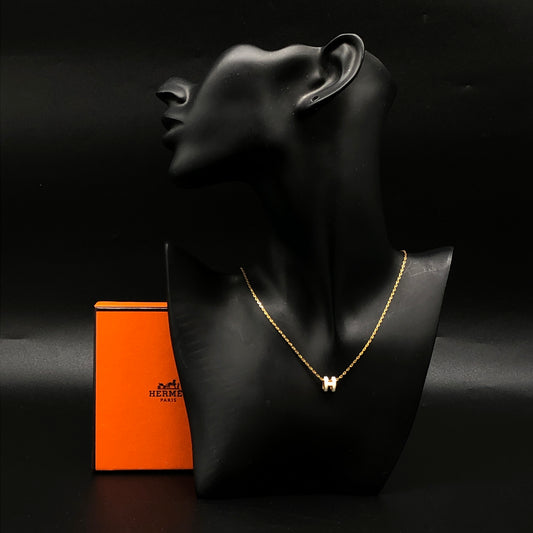 Hermes White H Pop Pendant Necklace