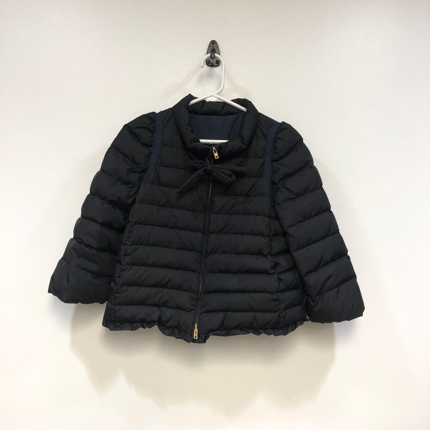 Miu Miu Black Ruffle Trim Quilted Down Jacket Size 36