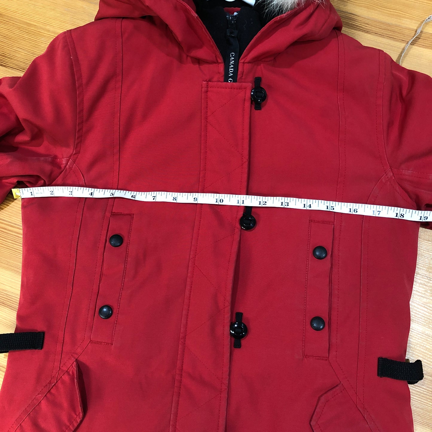 Canada Goose Red Fur Trim Hooded Parka Size XS