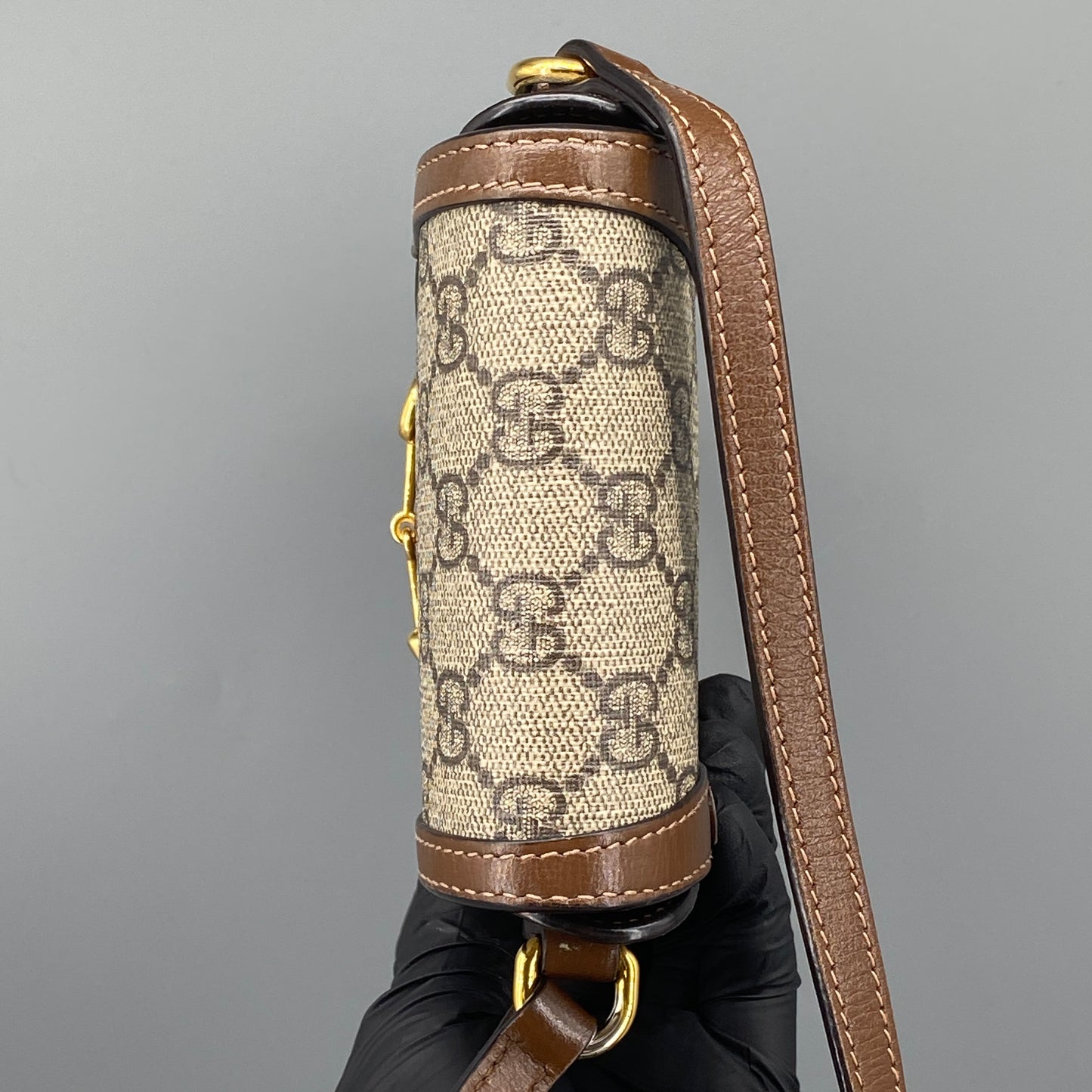 Gucci Beige GG Canvas Horsebit Mini Phone Crossbody Bag