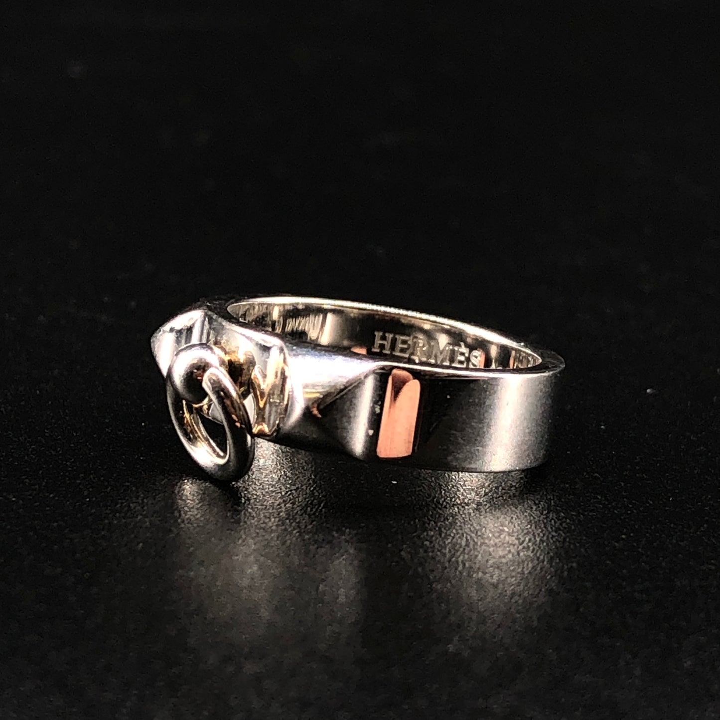 Hermes 925 Silver Mini Chaine d'Ancre Ring Size 50mm