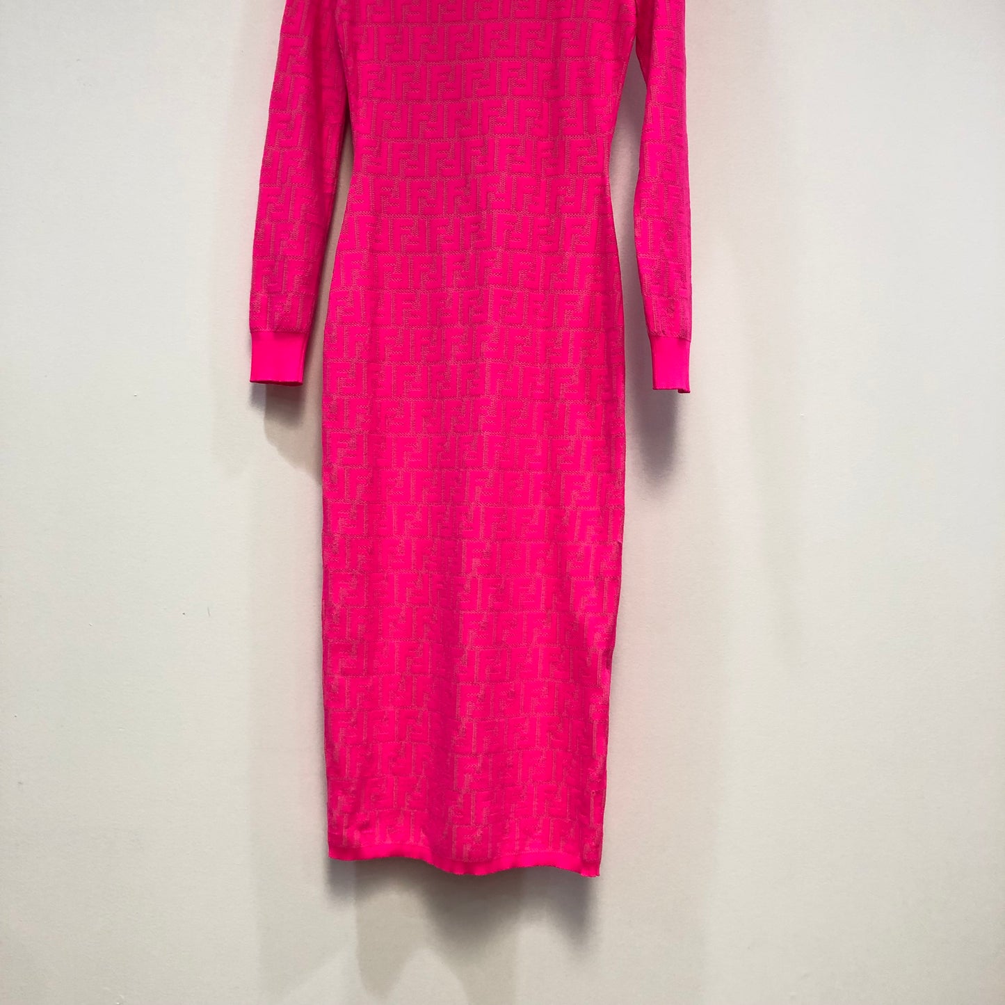 Fendi Long Sleeve Knit Dress Pink Size 38