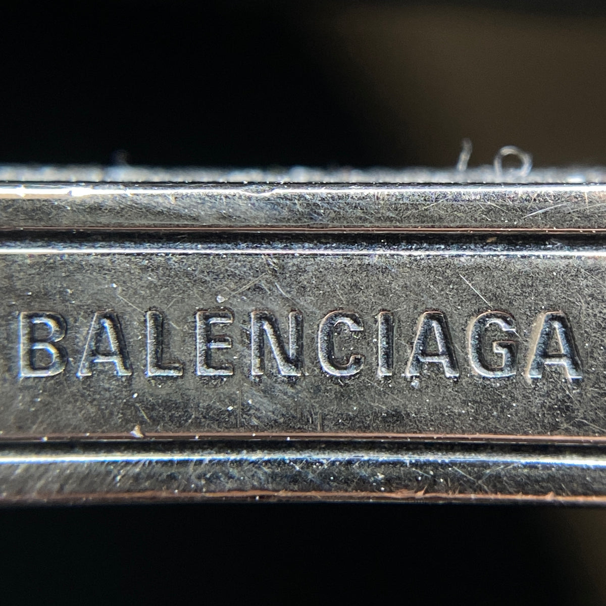 Balenciaga Dark Grey Croc Embossed Leather Hourglass Bag