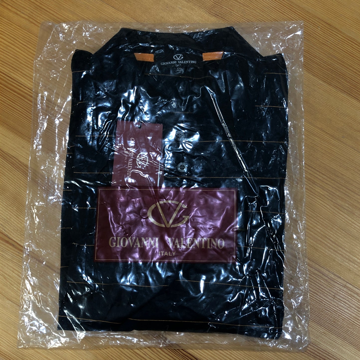 Giovanni Valentino Navy Blue Thin Stripe Short Sleeve Polo Shirt XXL
