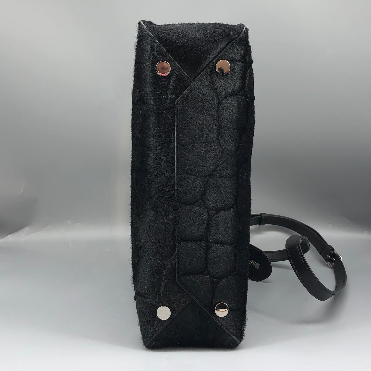 Balenciaga Black Cable Shopper tote Croc-Embossed Metal Top Handle