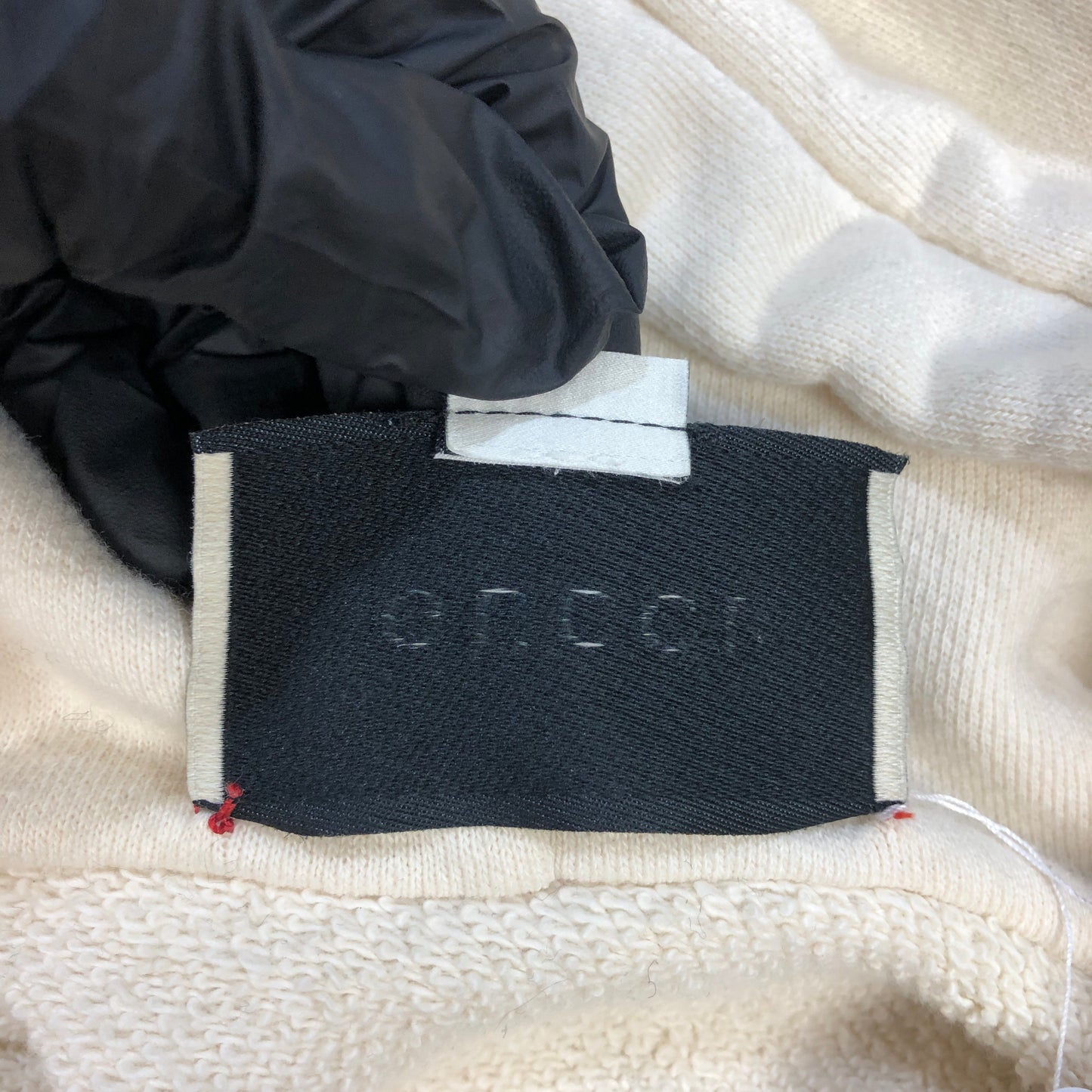 Gucci Interlocking G Logo Distressed Hoodie Size M Cream