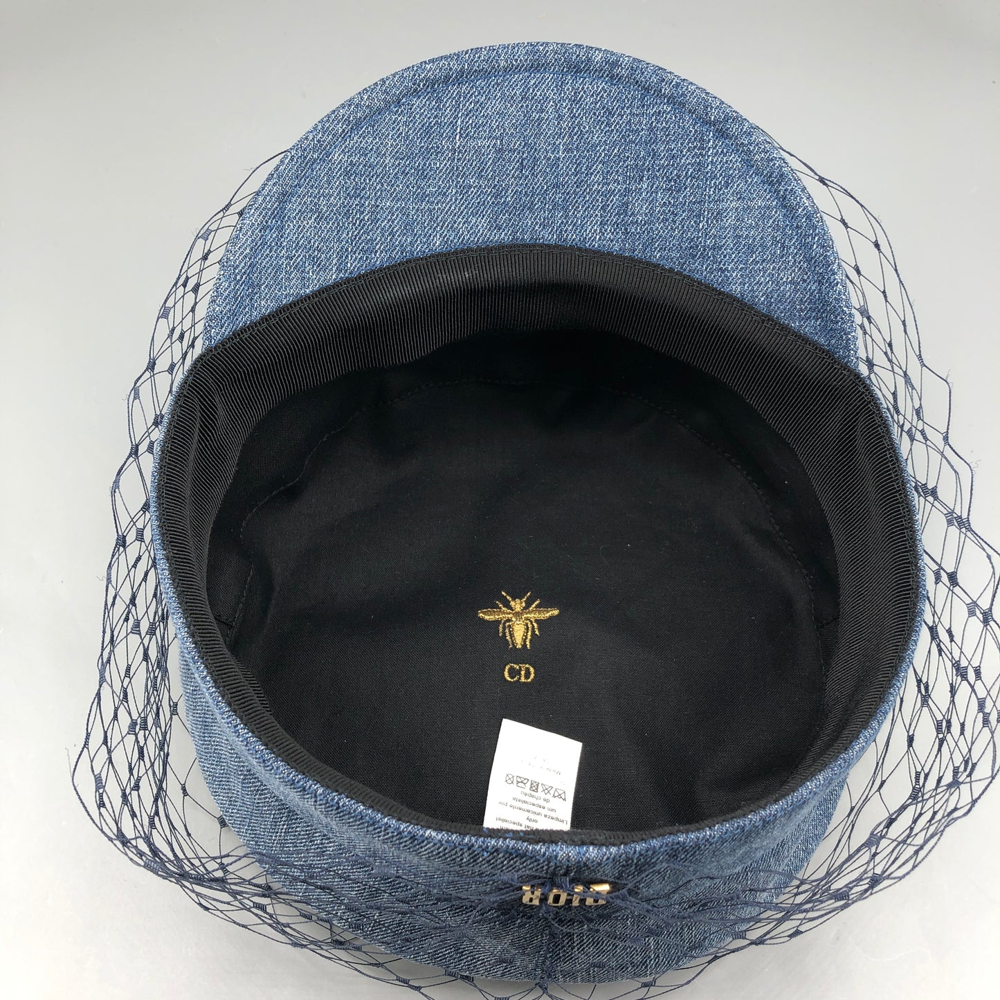 Christian Dior Denim Mesh Overlay Newsboy Cap Size 57cm