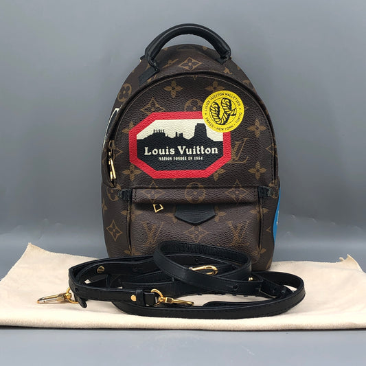 Louis Vuitton Mini Palm Springs Backpack World Tour Patch Monogram Canvas