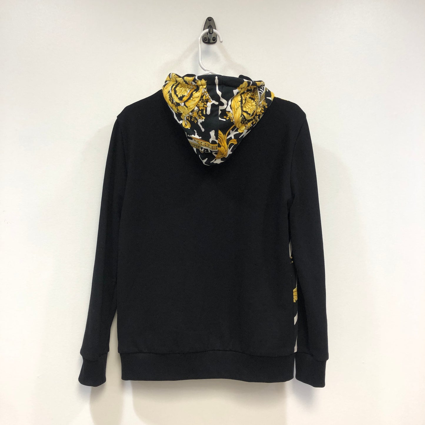 Versace Black Baroque Print Zip-Up Hoodie Size 40