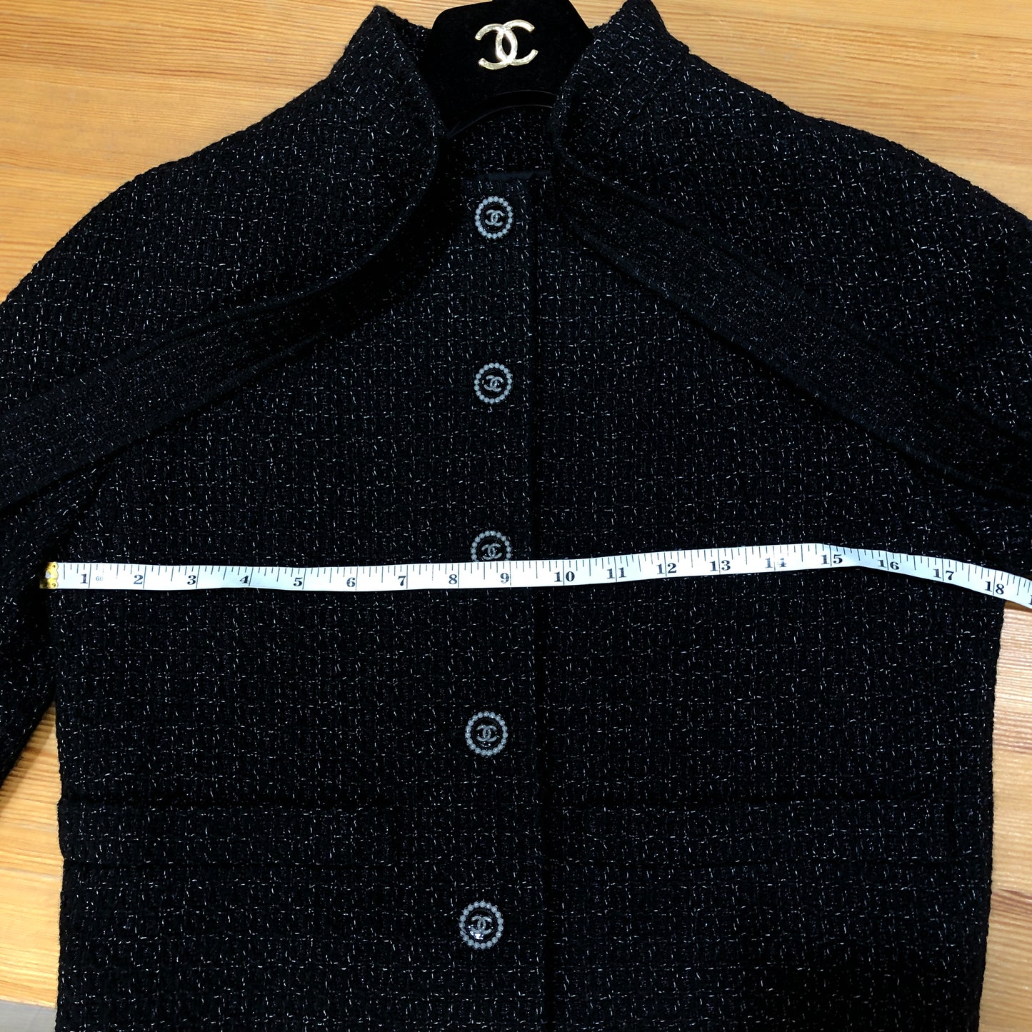 Chanel Black Tweed Cropped Jacket Size 36