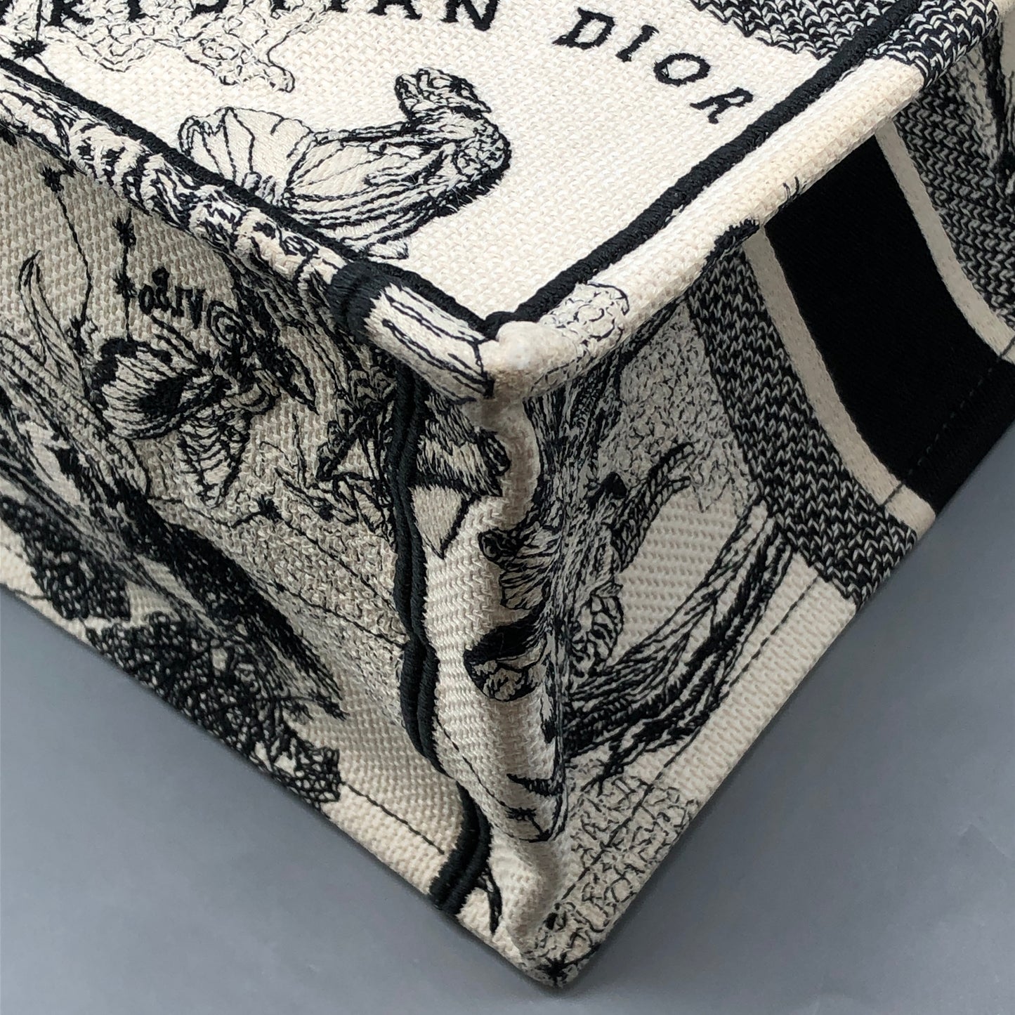 Christian Dior Book Tote Around The World Print Tote Bag White/Black