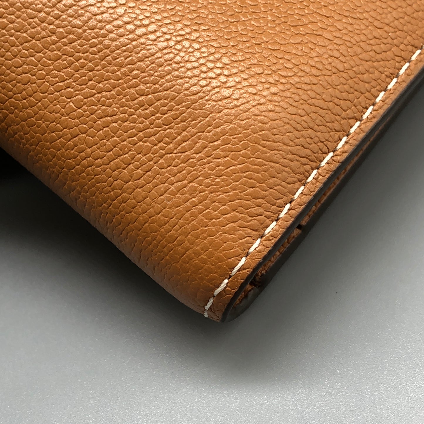 Delvaux Tan Grained Leather Compact Wallet