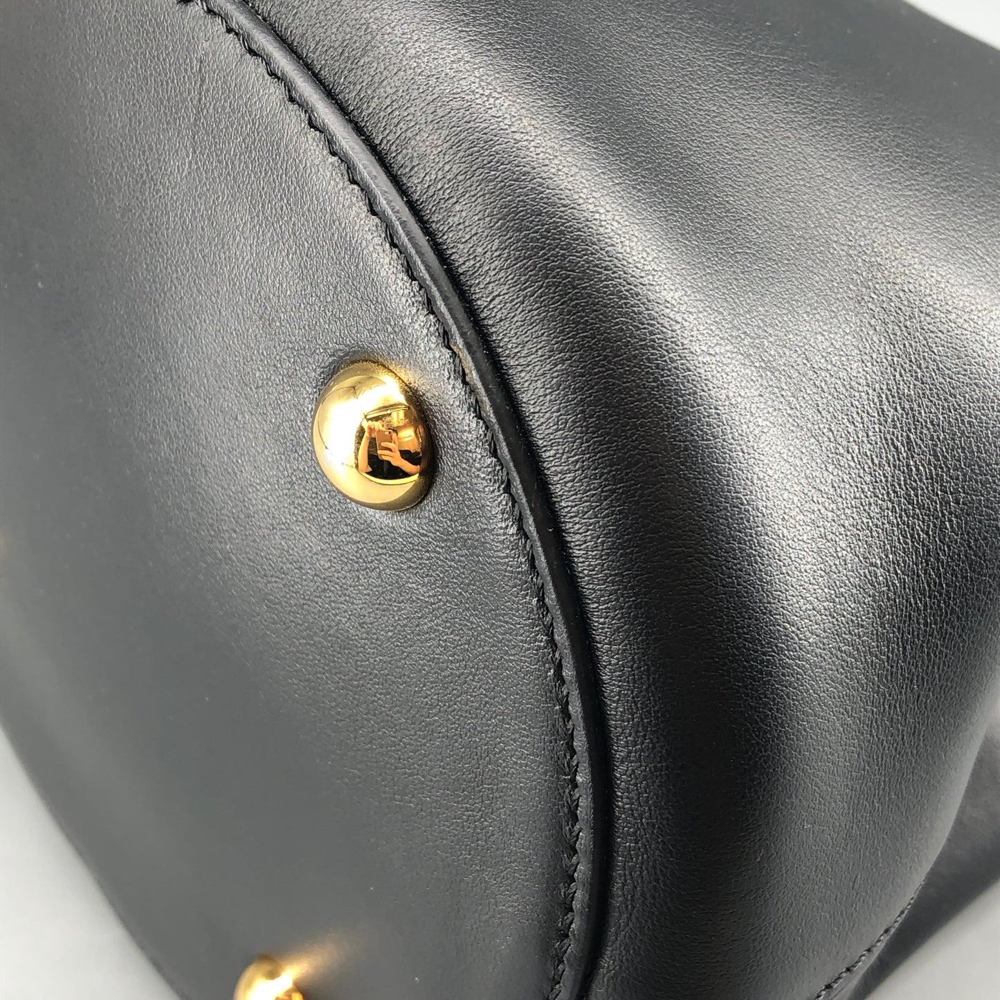 Marni Smooth Leather Ring Handle Mini Bucket Bag Black