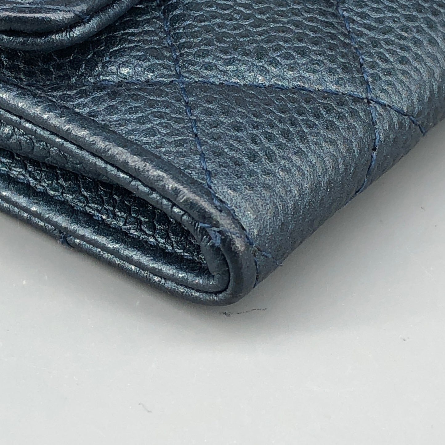 Chanel Classic Flap Blue Caviar Leather Short Wallet