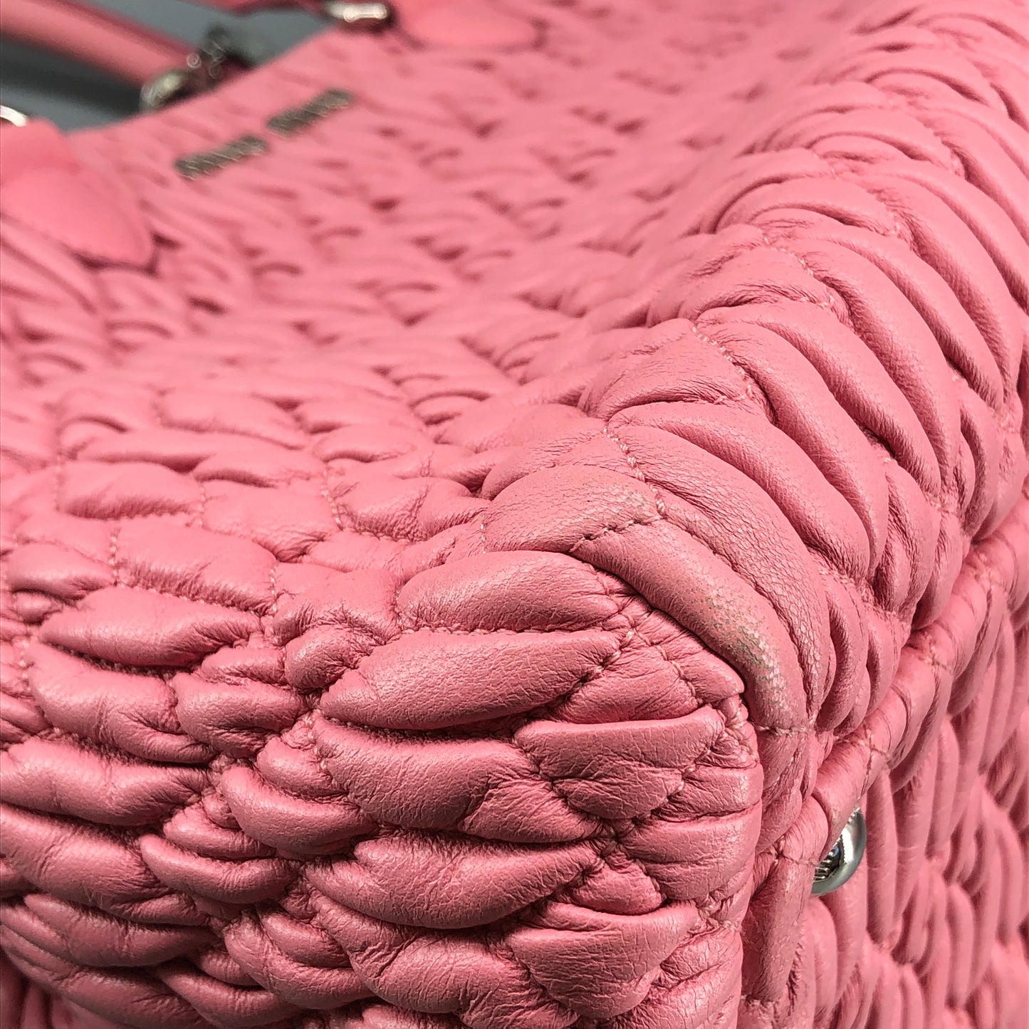 Miu Miu Matelasse Nappa Crystal Tote Bag Pink