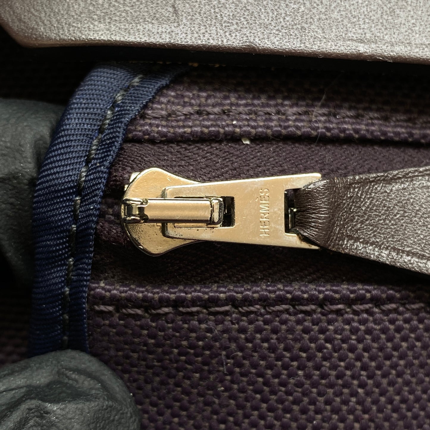 Hermes Herbag 31 Deep Grape Canvas Leather Shoulder Bag