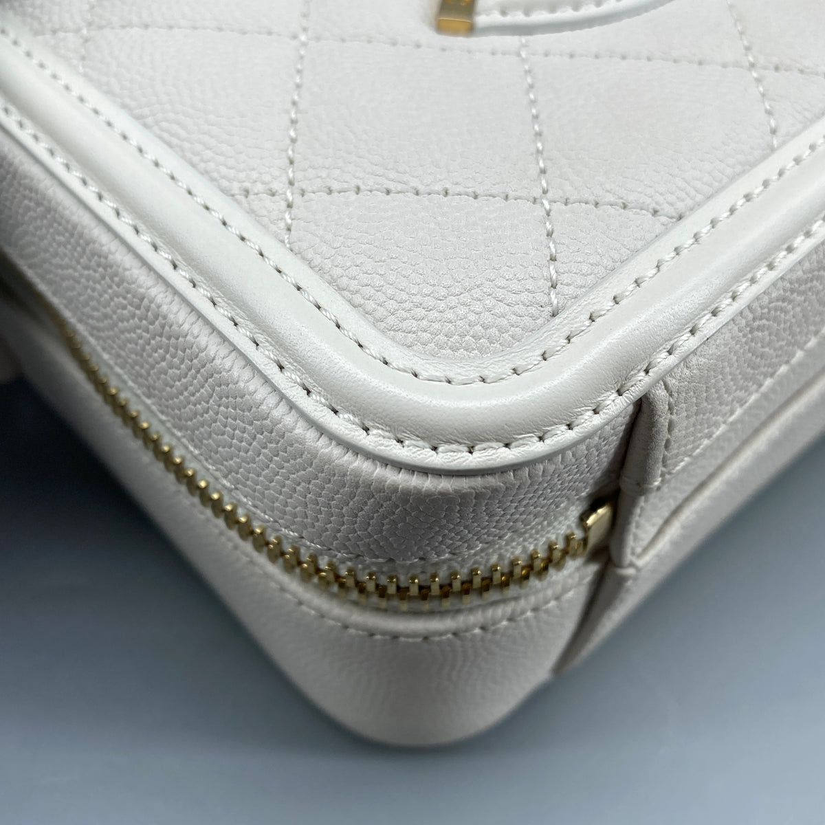 Chanel Caviar Quilted  CC Filigree Vanity Case White Crossbody Bag