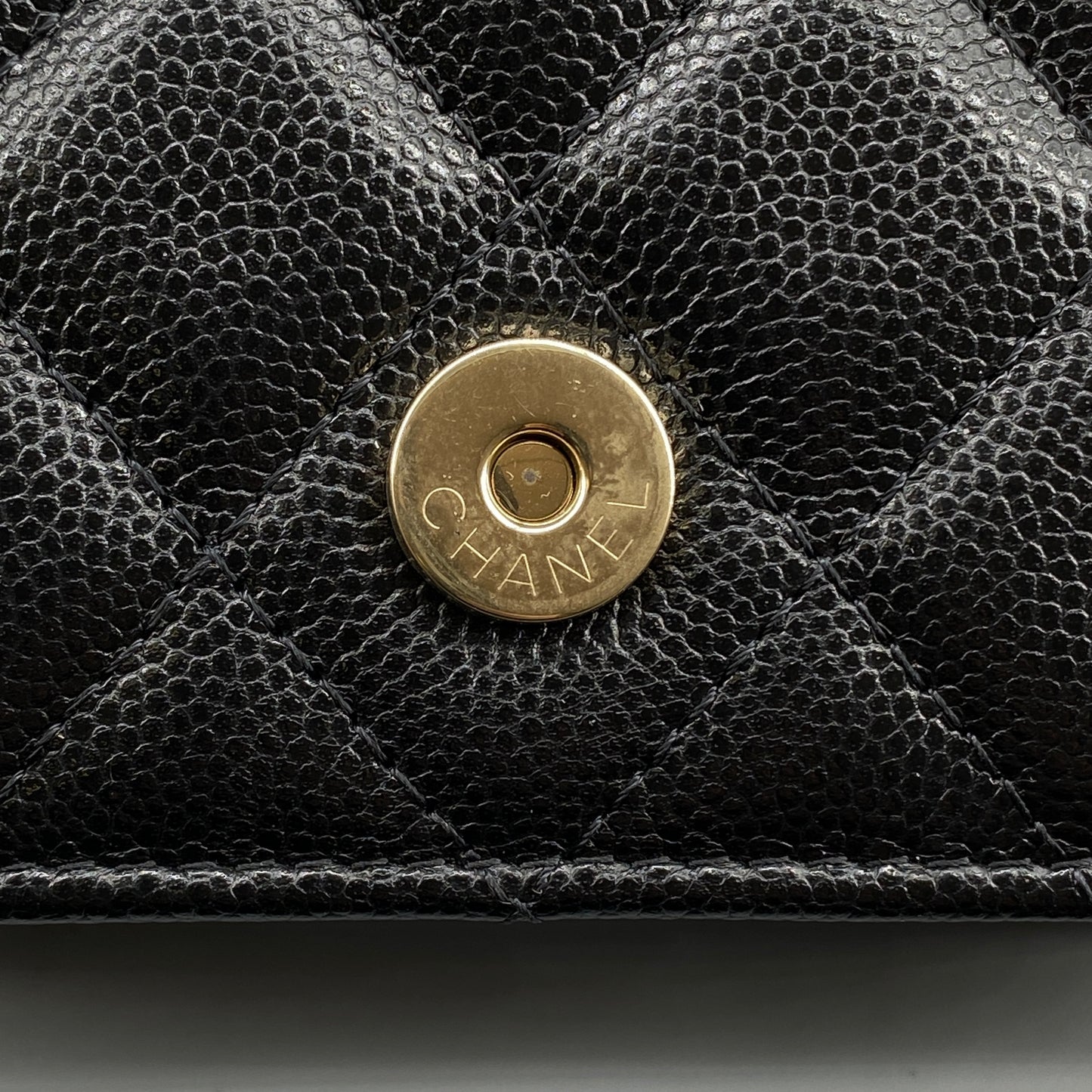 Chanel Quilted Caviar Mini Chain Wallet Bag Black
