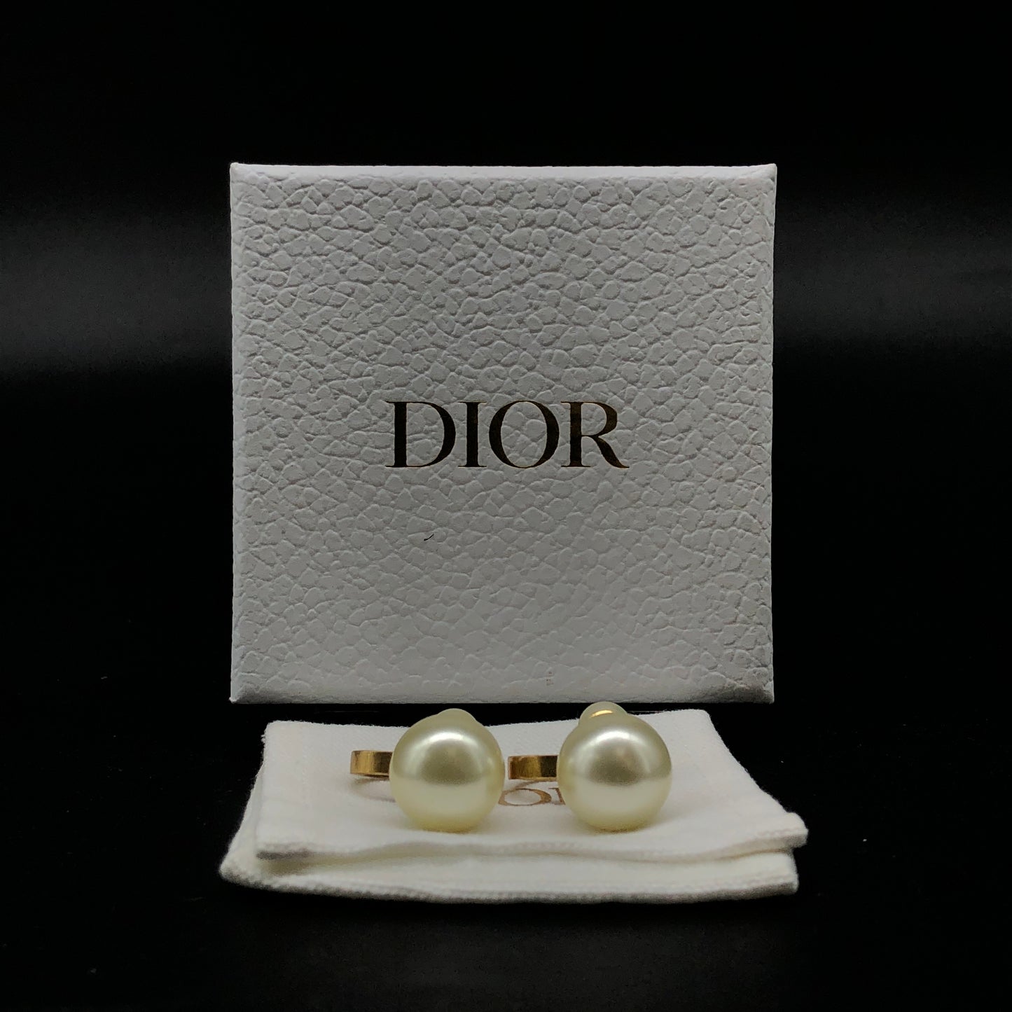 Christian Dior Gold-Tone Pearl CD Drop Earrings