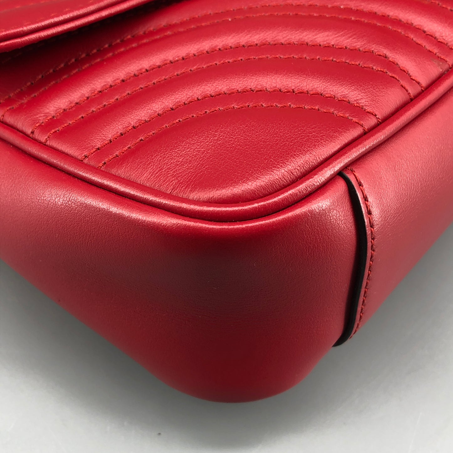 Gucci Red Quilted GG Marmont Chain Shoulder Bag