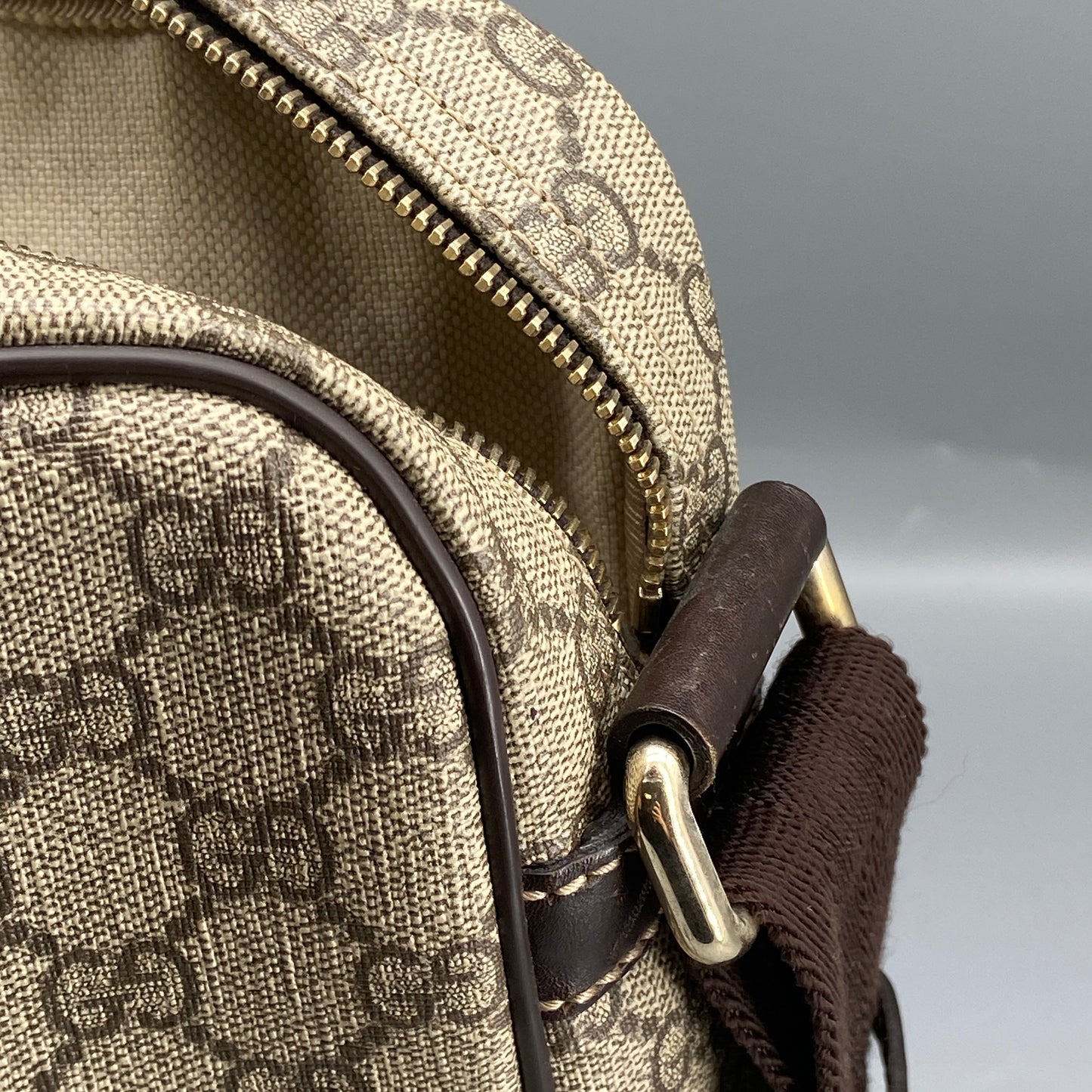 Gucci Beige GG Canvas Vertical Messenger Crossbody Bag