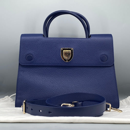 Christian Dior Diorever Navy Leather Top Handle Bag