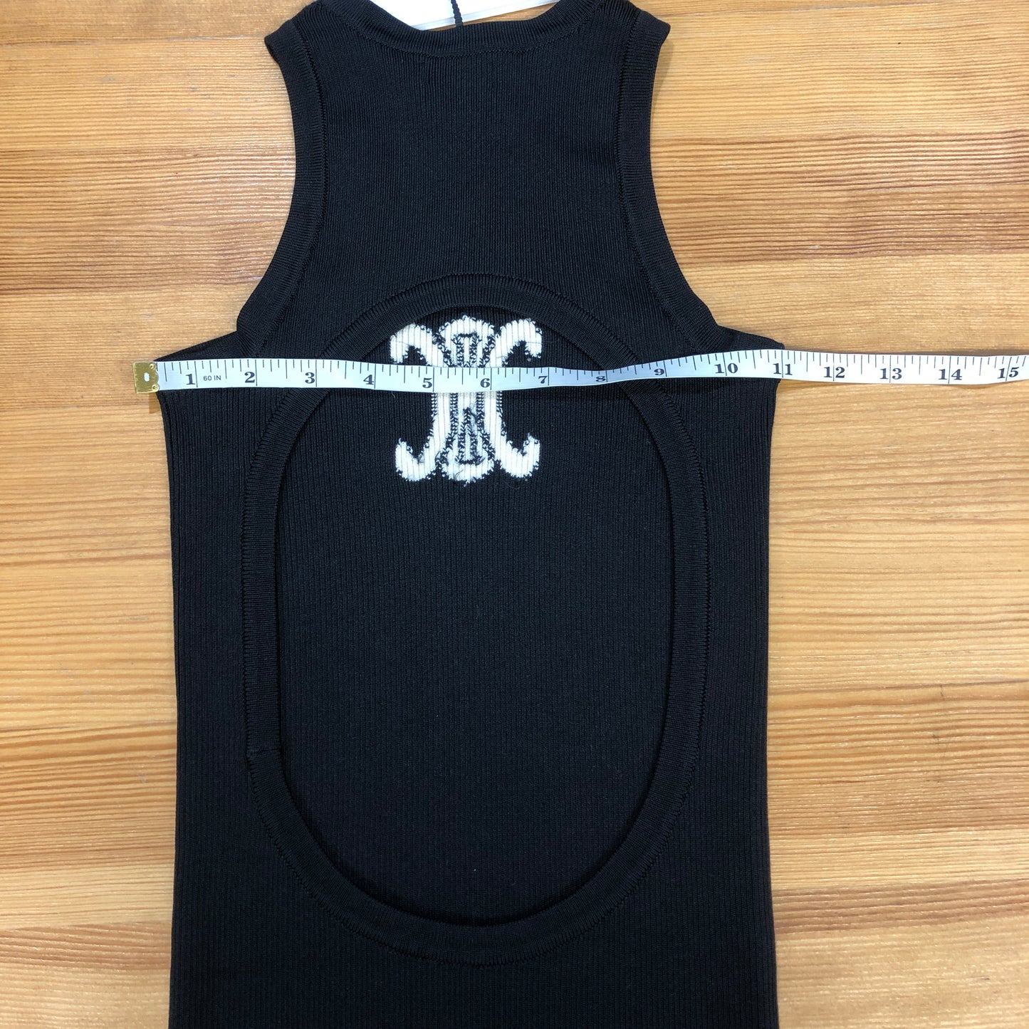 Celine NWT Black Triomphe Logo Ribbed Tank Dress Size XS