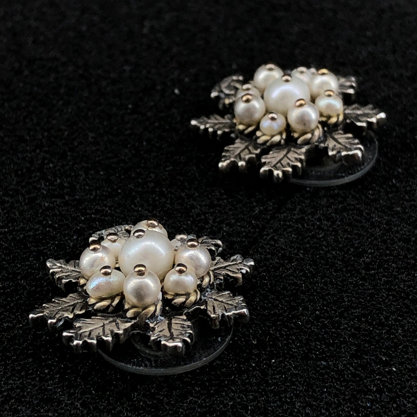 Chanel 2015 Silver-Tone Pearl Snowflake Earrings
