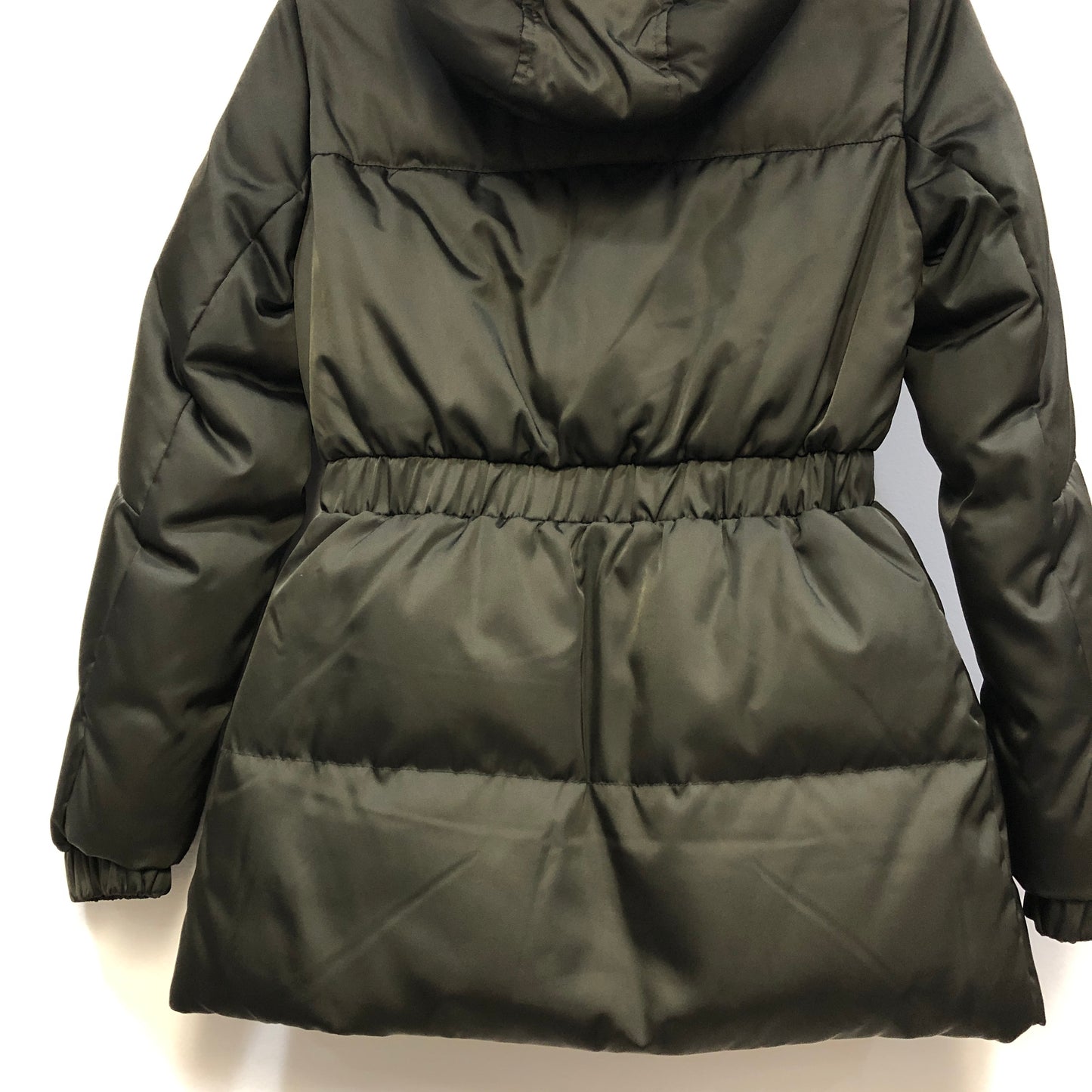 Moncler Dark Green Drawstring Waist Hooded Down Jacket Szie 00
