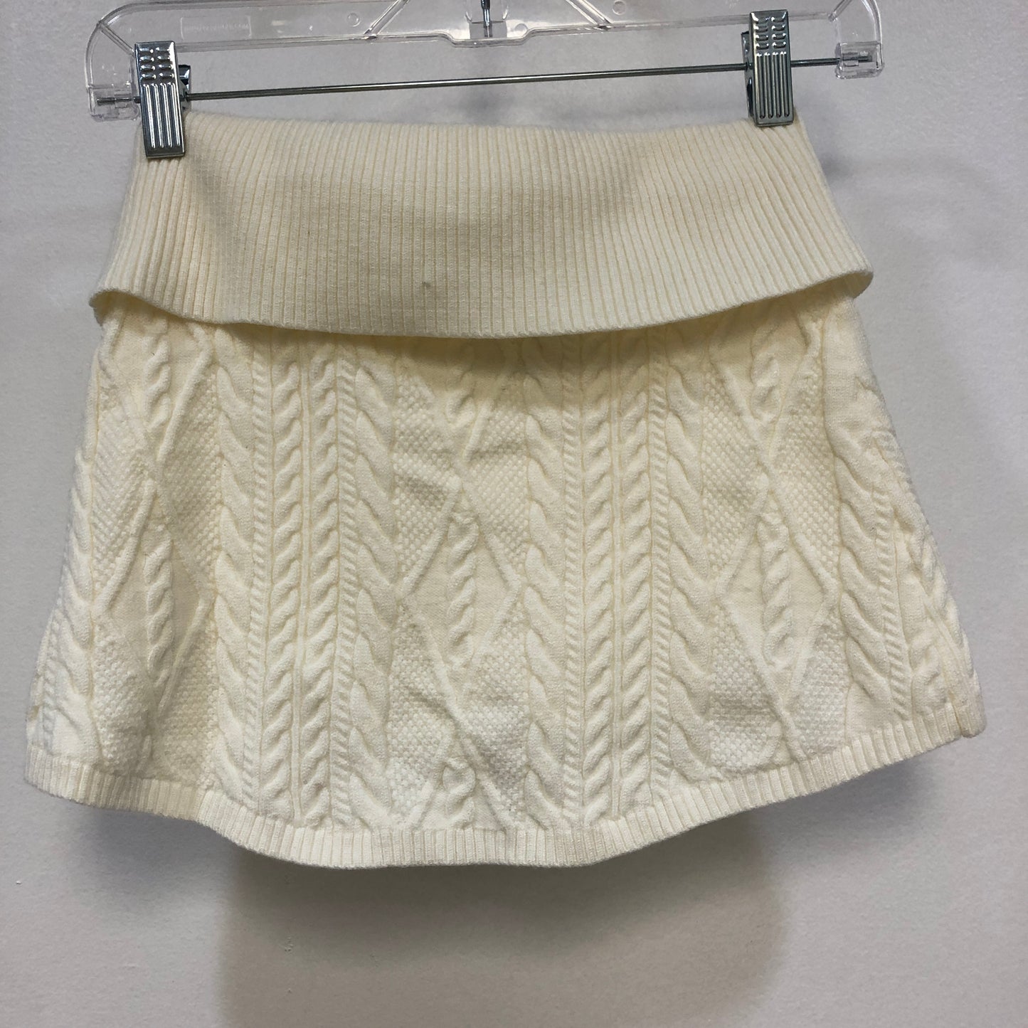 Frankies Bikinis Cream Cable-Knit Mini Skirt S