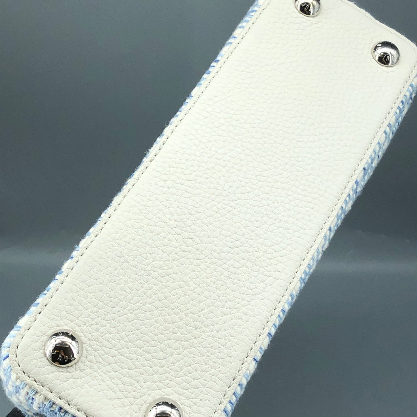 Louis Vuitton Limited Edition Capucines BB Handbag  White & Blue Tweed