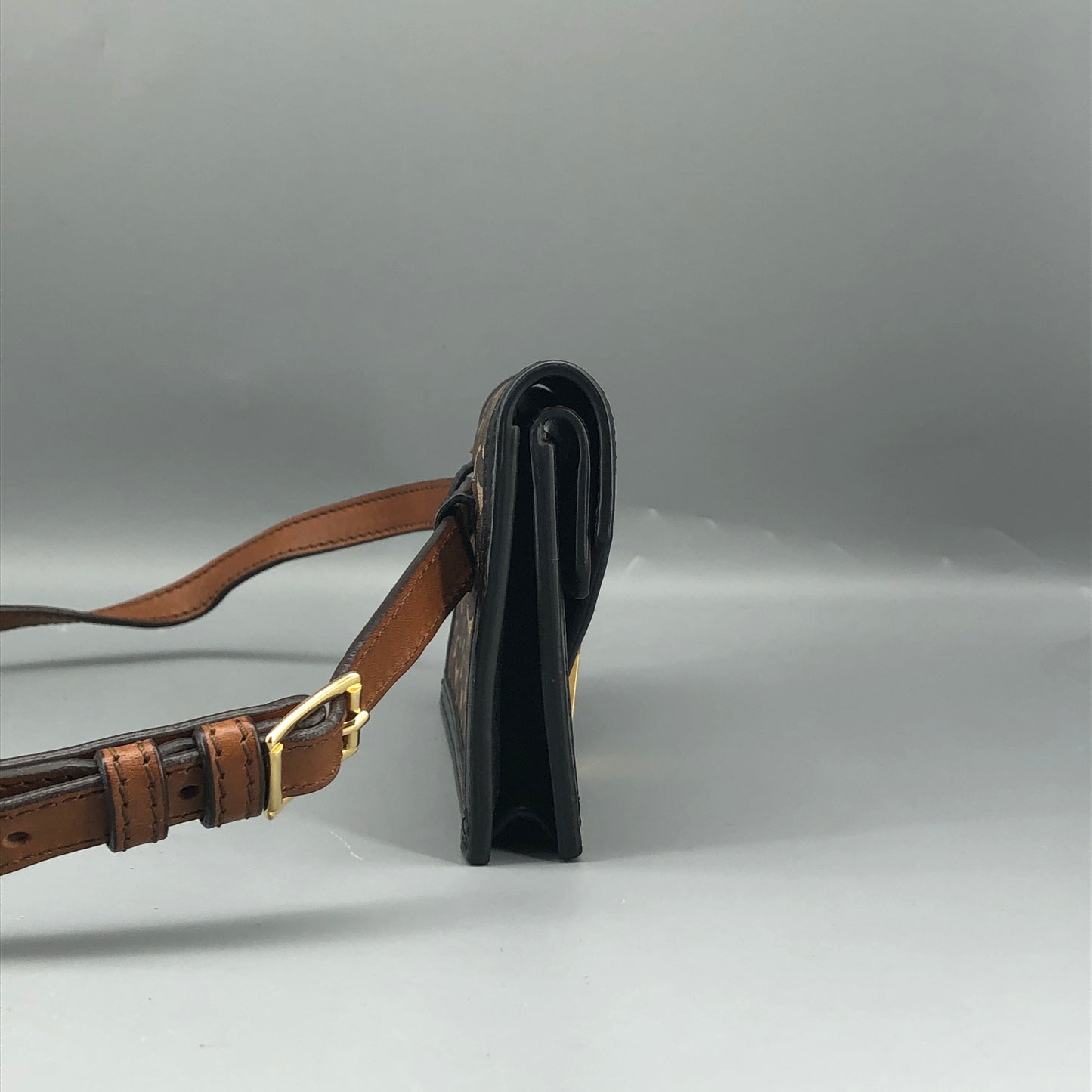 Burberry TB Monogram Canvas Waist Belt Fanny Pack Brown