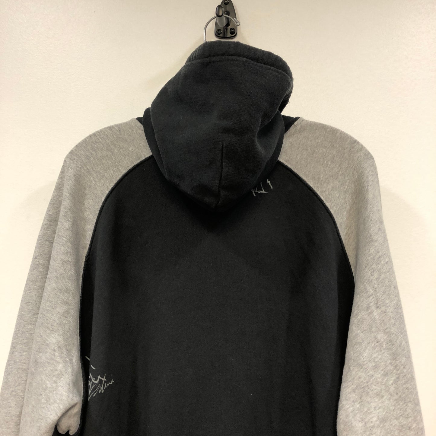 Balenciaga Unisex Distressed Raglan Zip-Up Hoodie Size XL Grey/Black