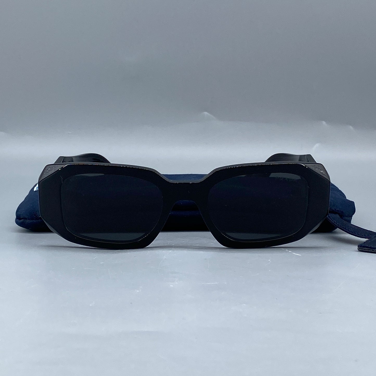 Prada Black Rectangular Frame Sunglasses 145mm