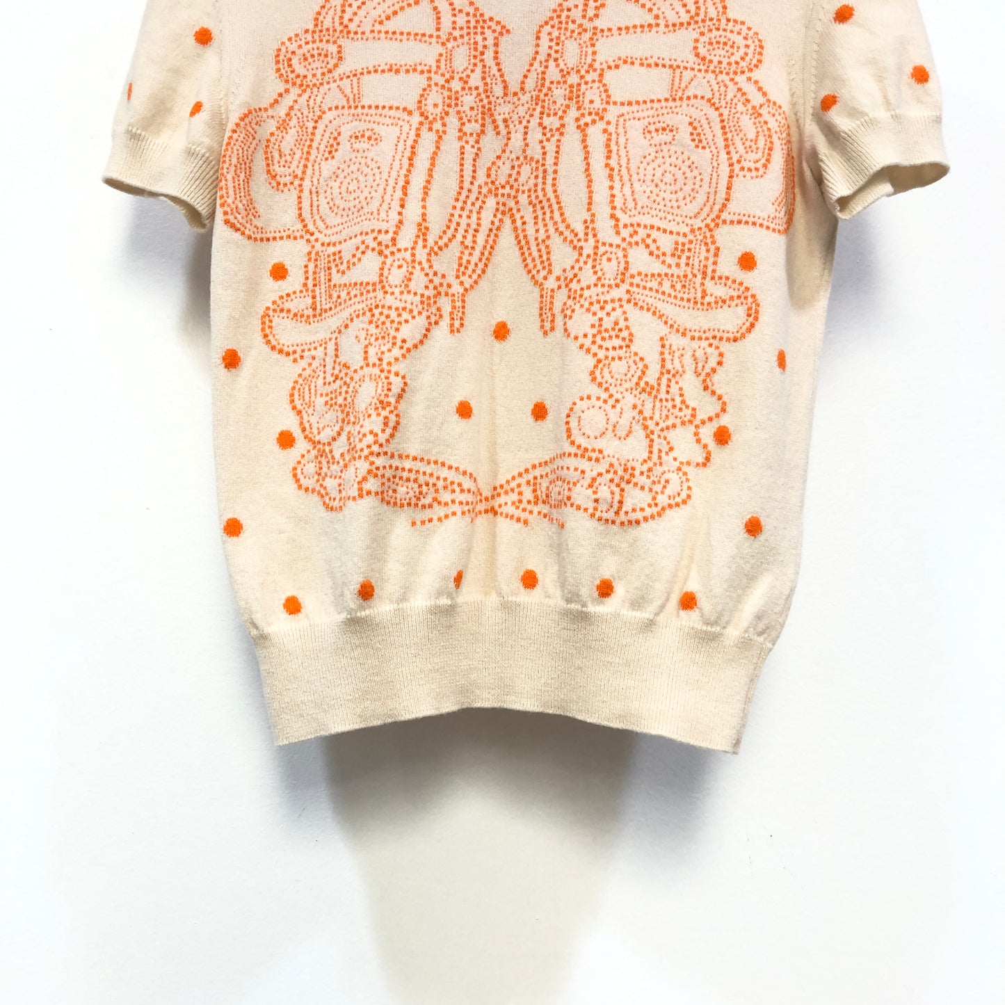 Hermes Beige Brides de Gala Short Sleeve Knit Top Size 38