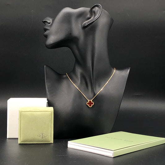 Van Cleef & Arpels Red Carnelian Single Vintage  Alhambra Pendant Necklace 2021