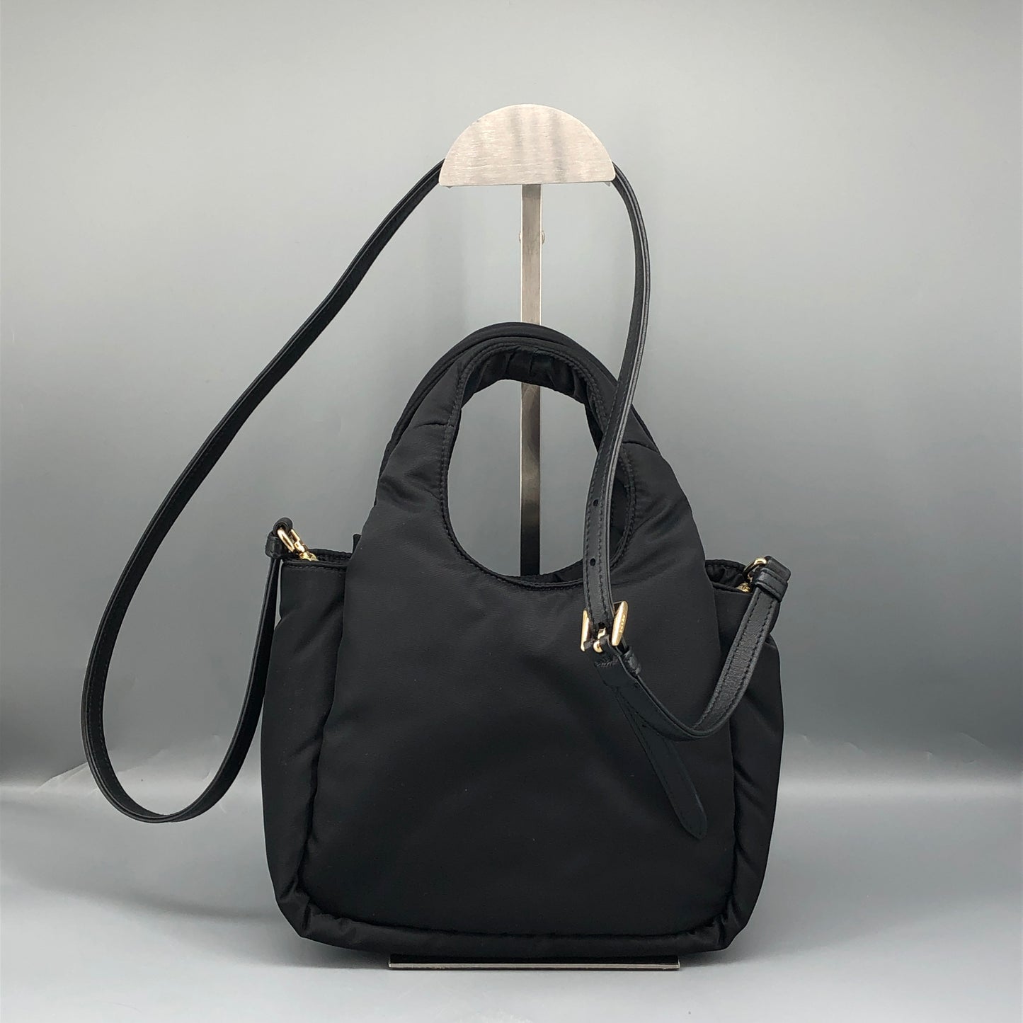 Prada Mini Padded Re-Nylon Tote Bag with Bow Detail Black