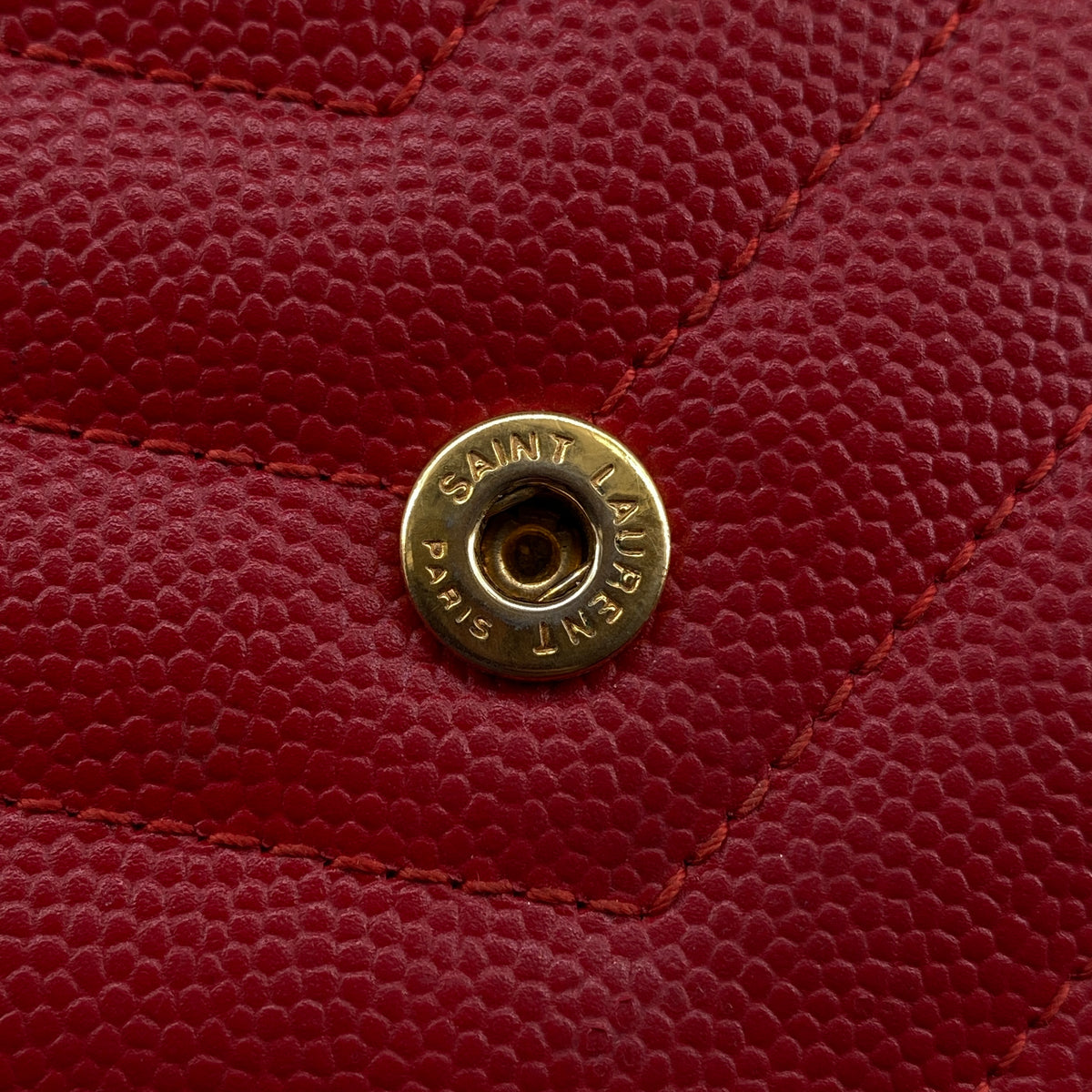 Saint Laurent Matelasse Chevron  Envelope Chain Wallet New Red