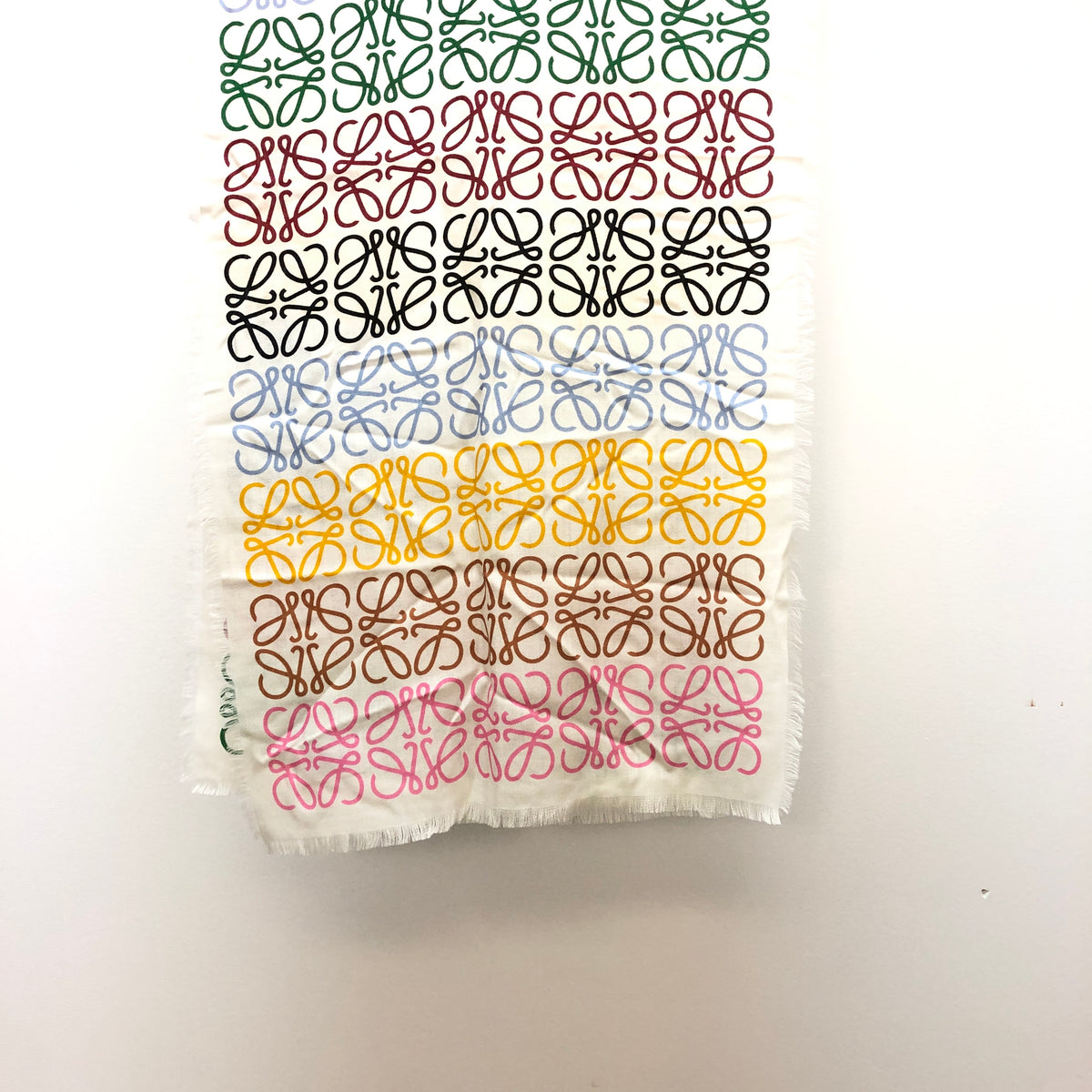Loewe Beige Multi-Color Anagram Logo Scarf 194*42 cm