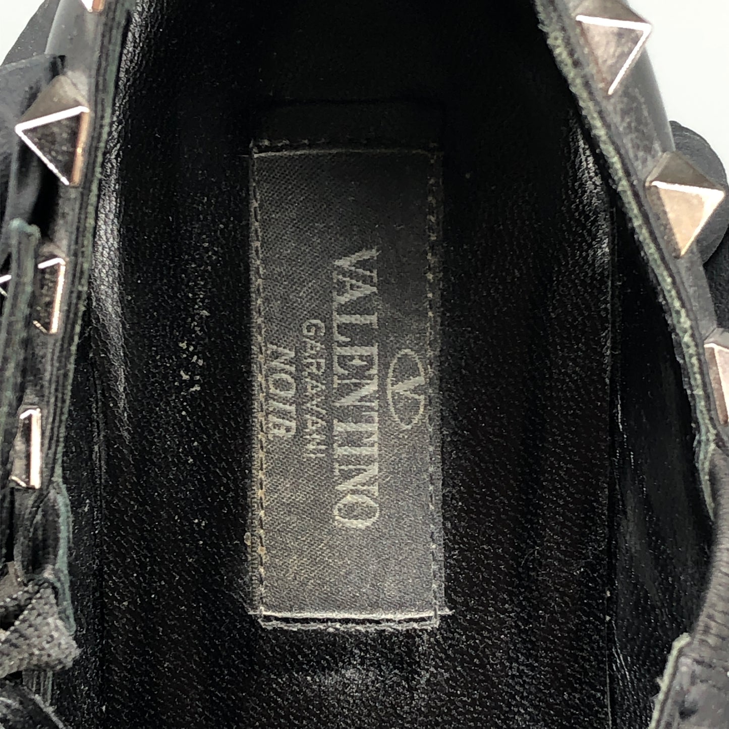 Valentino Women's  Black Patent Leather Rockstud Pointed Ankle Strap Flats Size 35