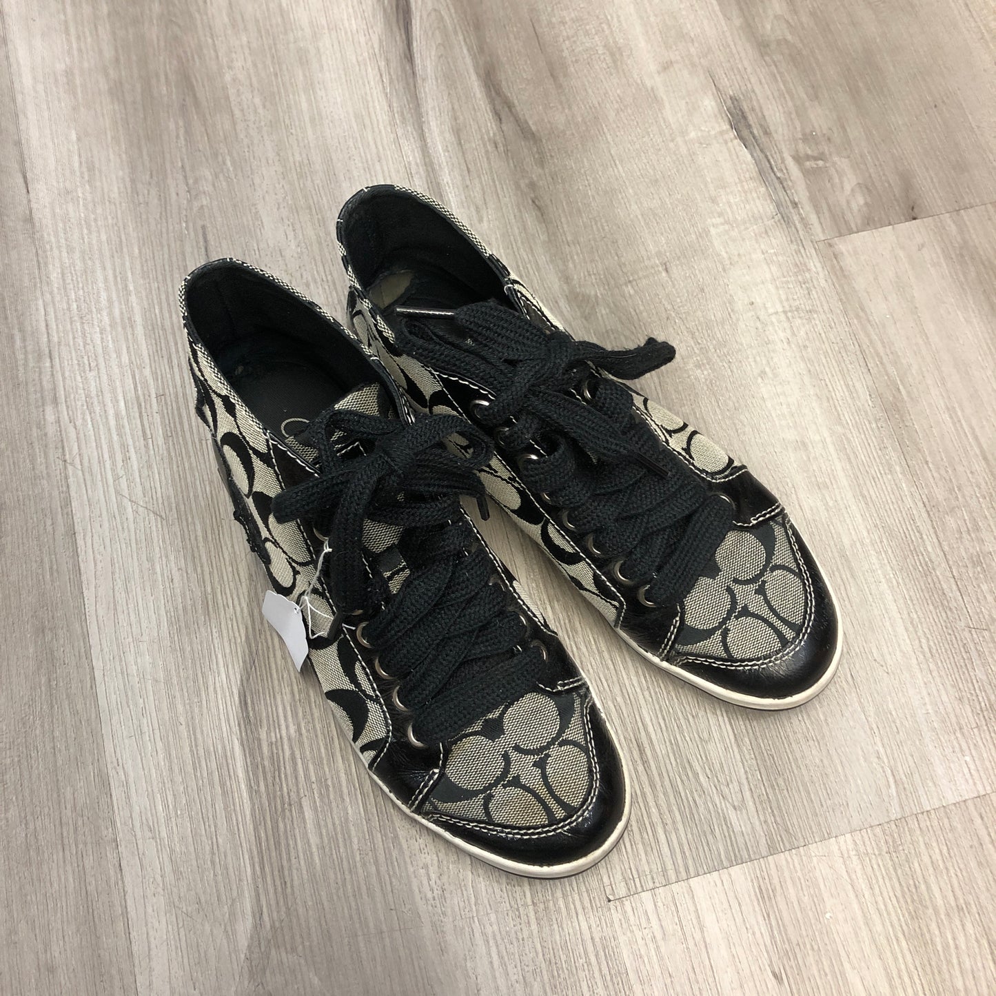 Coach Women's Signature Jacquard Low Top Lace Up Sneaker Shoes 6.5B Black Grey