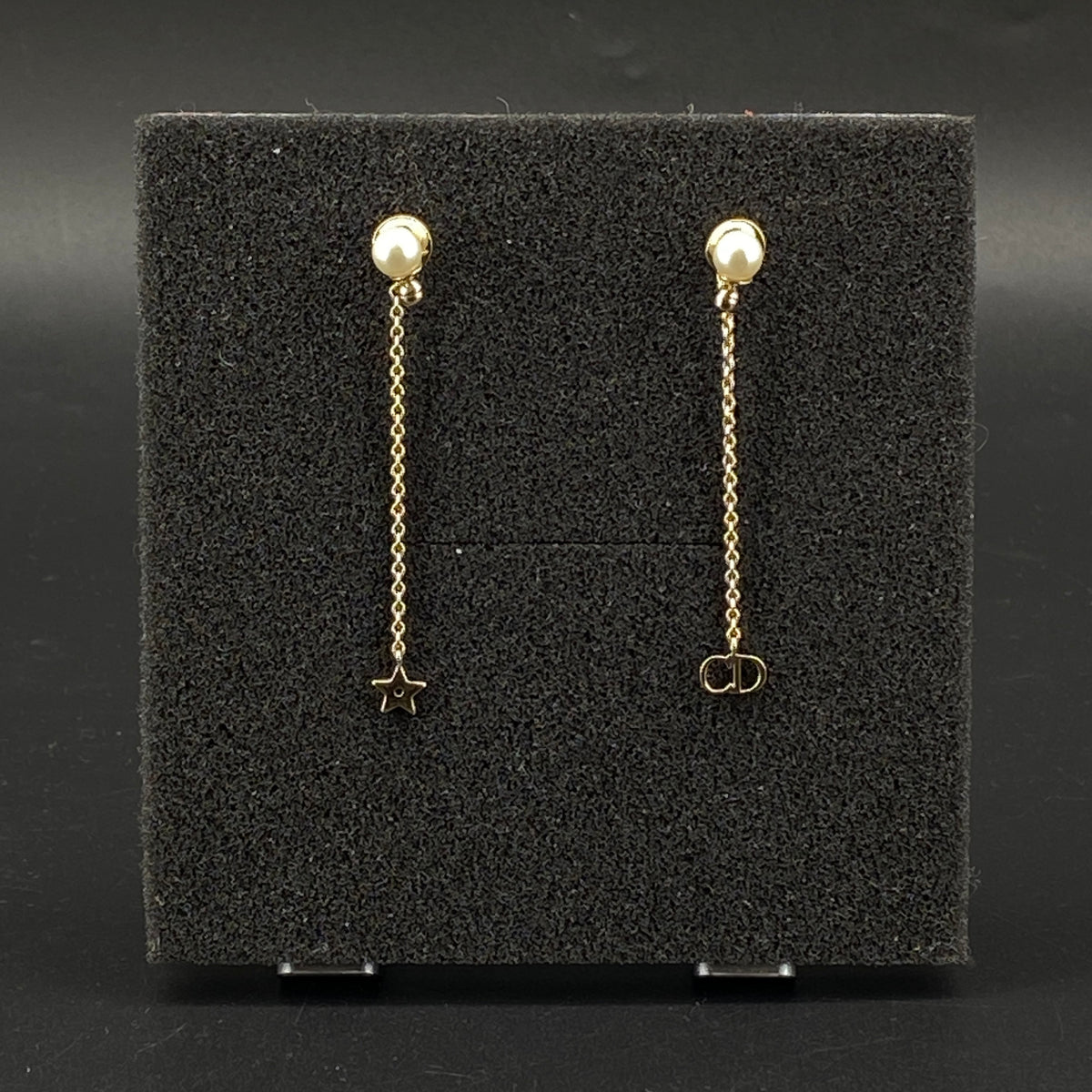 Christian Dior Gold Tone Faux Pearl Drop Earrings