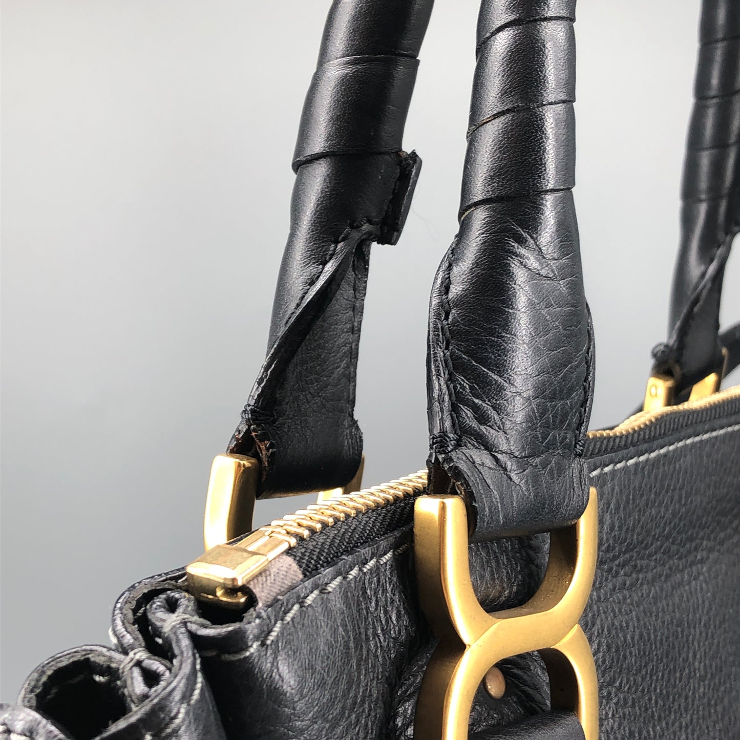 Chloe Black Marcie Large Grain Leather Tote Bag