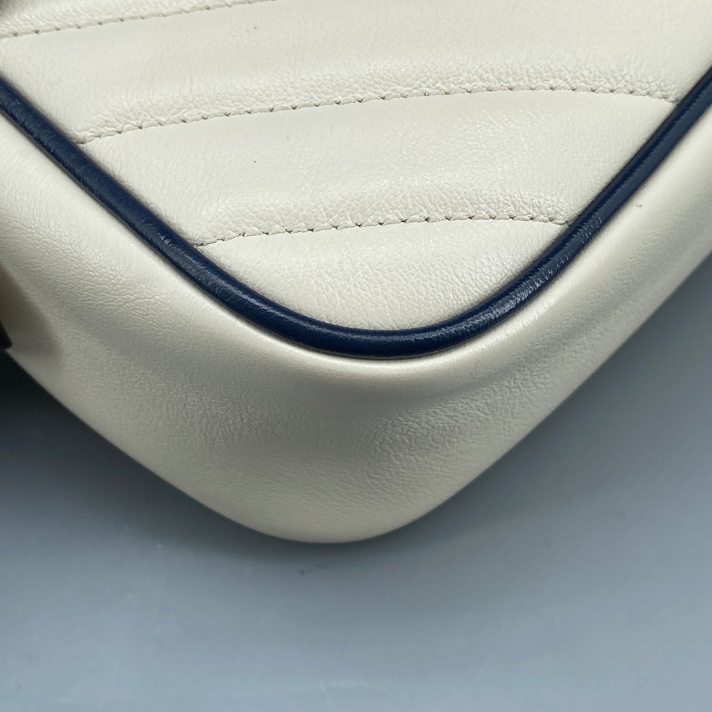 Gucci GG Marmont Chain Shoulder Bag Mystic White Blue Agata