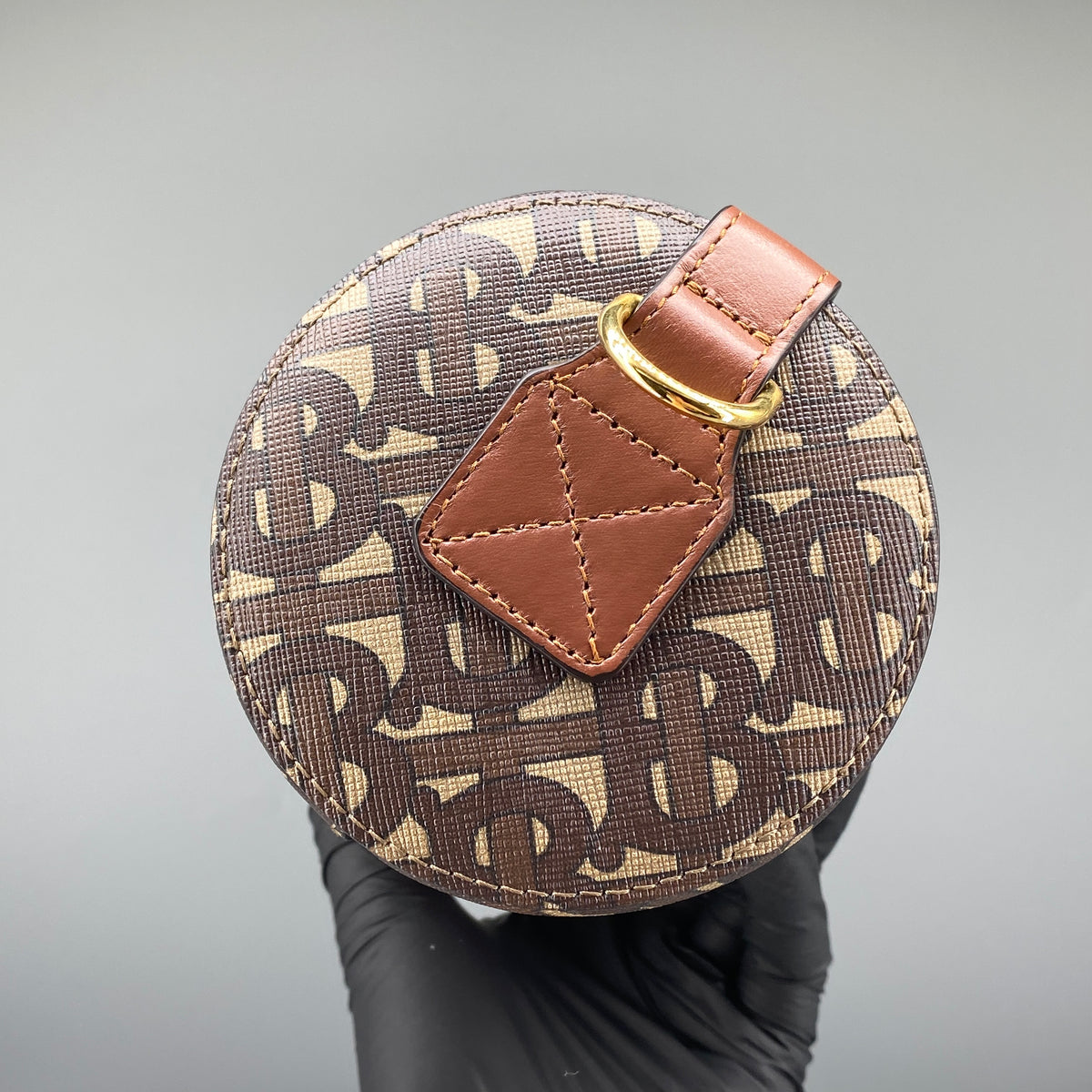 Burberry Brown Monogram Stripe Cylinder Crossbody Bag