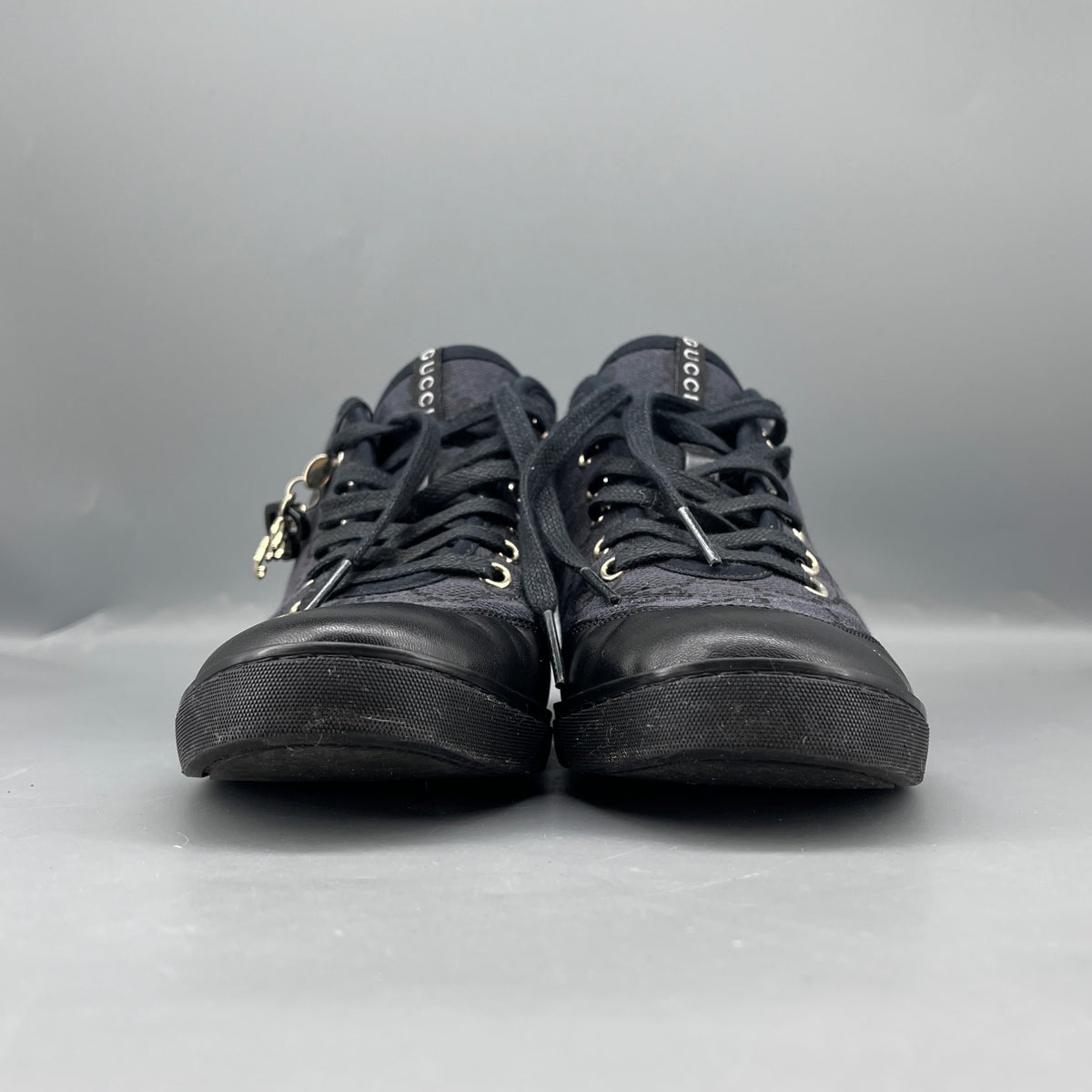 Gucci Black GG Canvas & Leather High Top Sneakers size 35.5