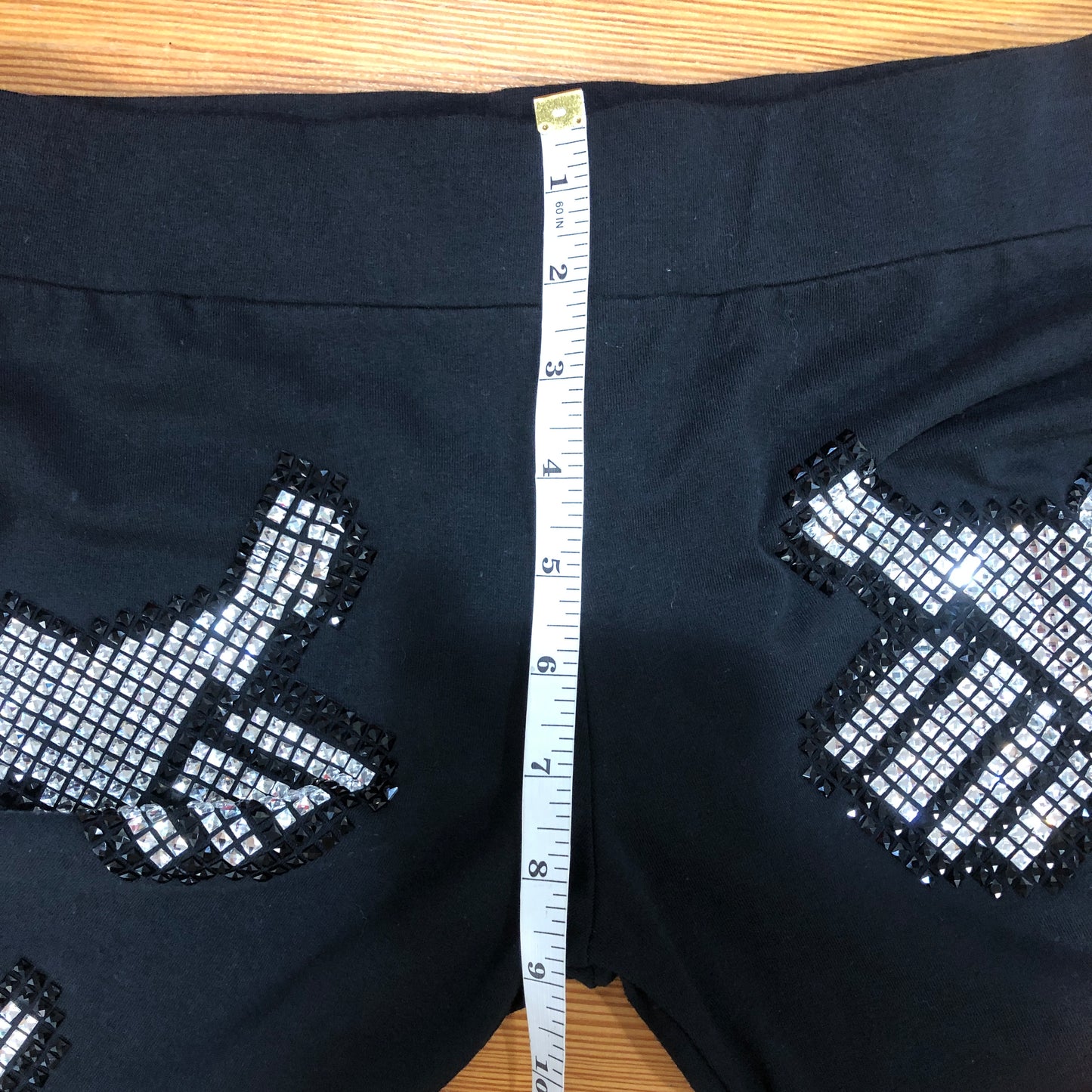 Philipp Plein Black Silver Rhinestone Handprint Leggings Size S