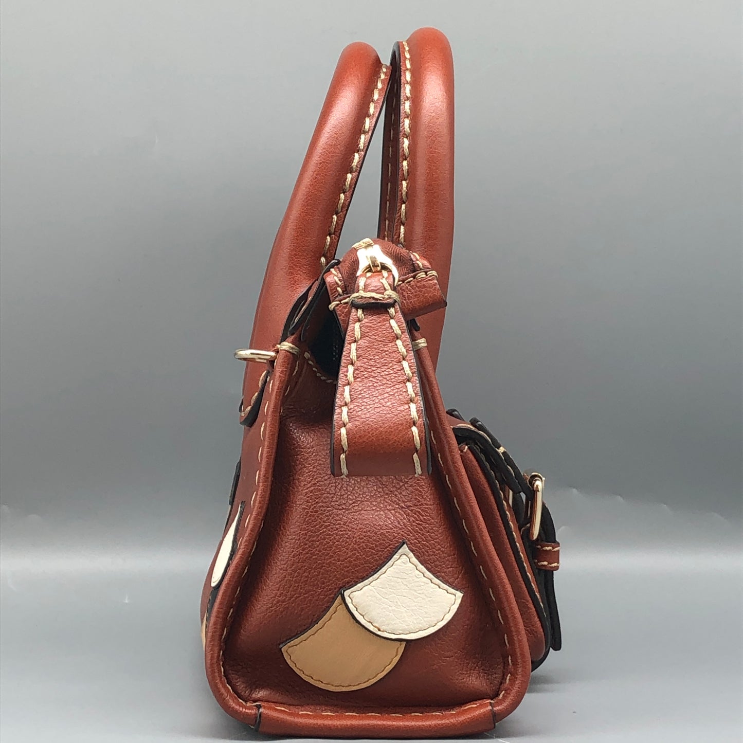 Chloe Orange Brown Leather Satchel Bag