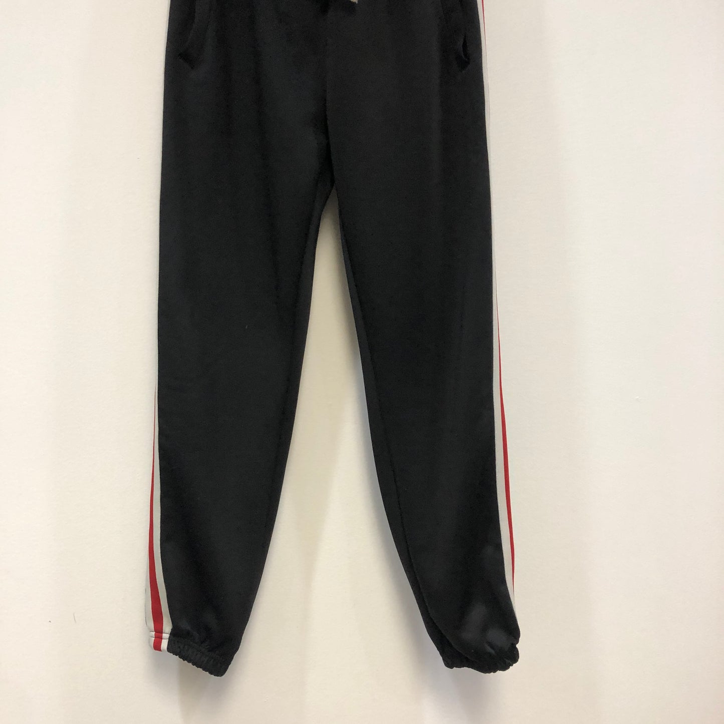 Mnml Black Track Pants with Red/White Side Stripe Size S
